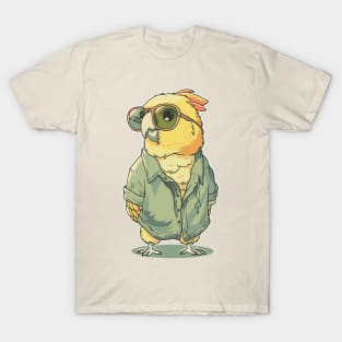 Vintage Green Cheek Conure Exotic Birds Parrot Sunglasses T-Shirt